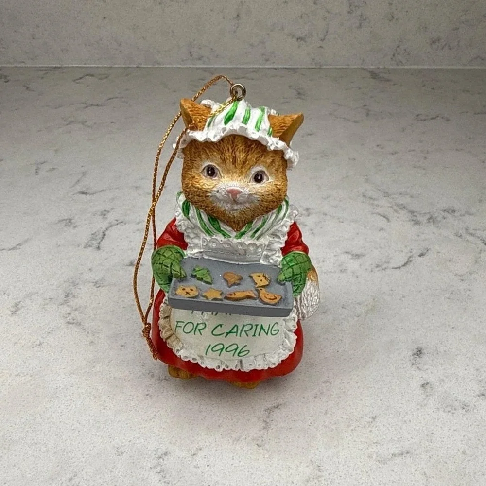 1996 Vintage‎ Cat Baker Ornament Thanks For Caring Christmas Holiday Decoration